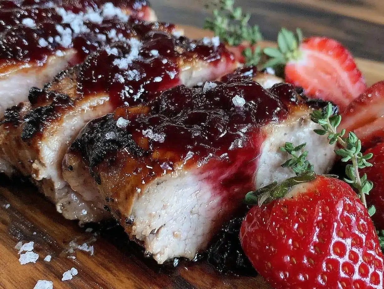 strawberry balsamic glazed pork tenderloin - featured image