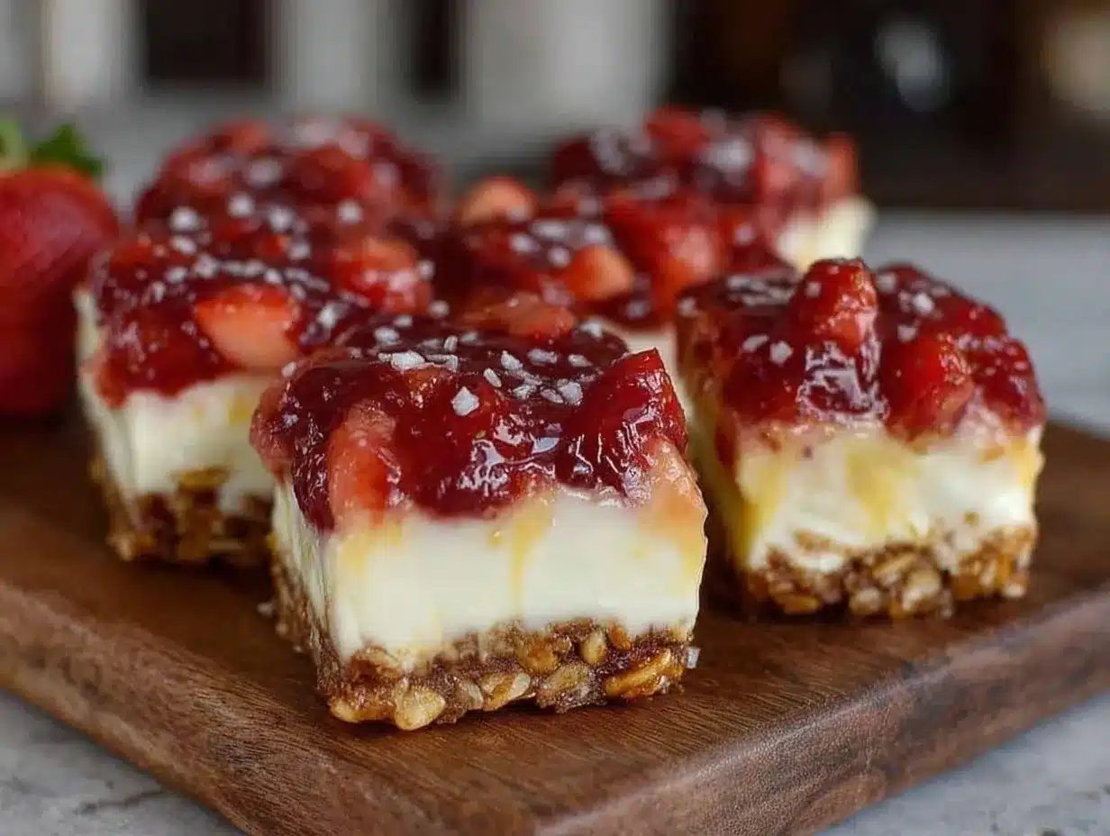 strawberry pretzel salad cheesecake bites preparation steps