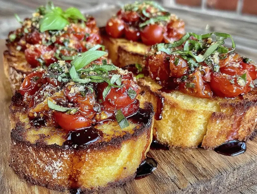 tangy balsamic tomato bruschetta - featured image