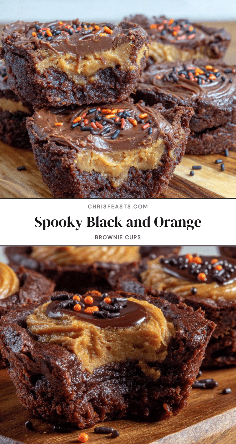 black and orange brownie batter halloween cookie cups recipe