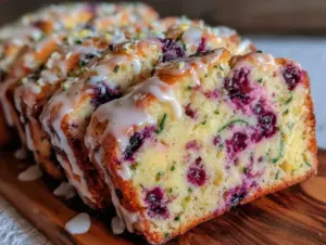 blueberry cream cheese swirl zucchini bread - featured image