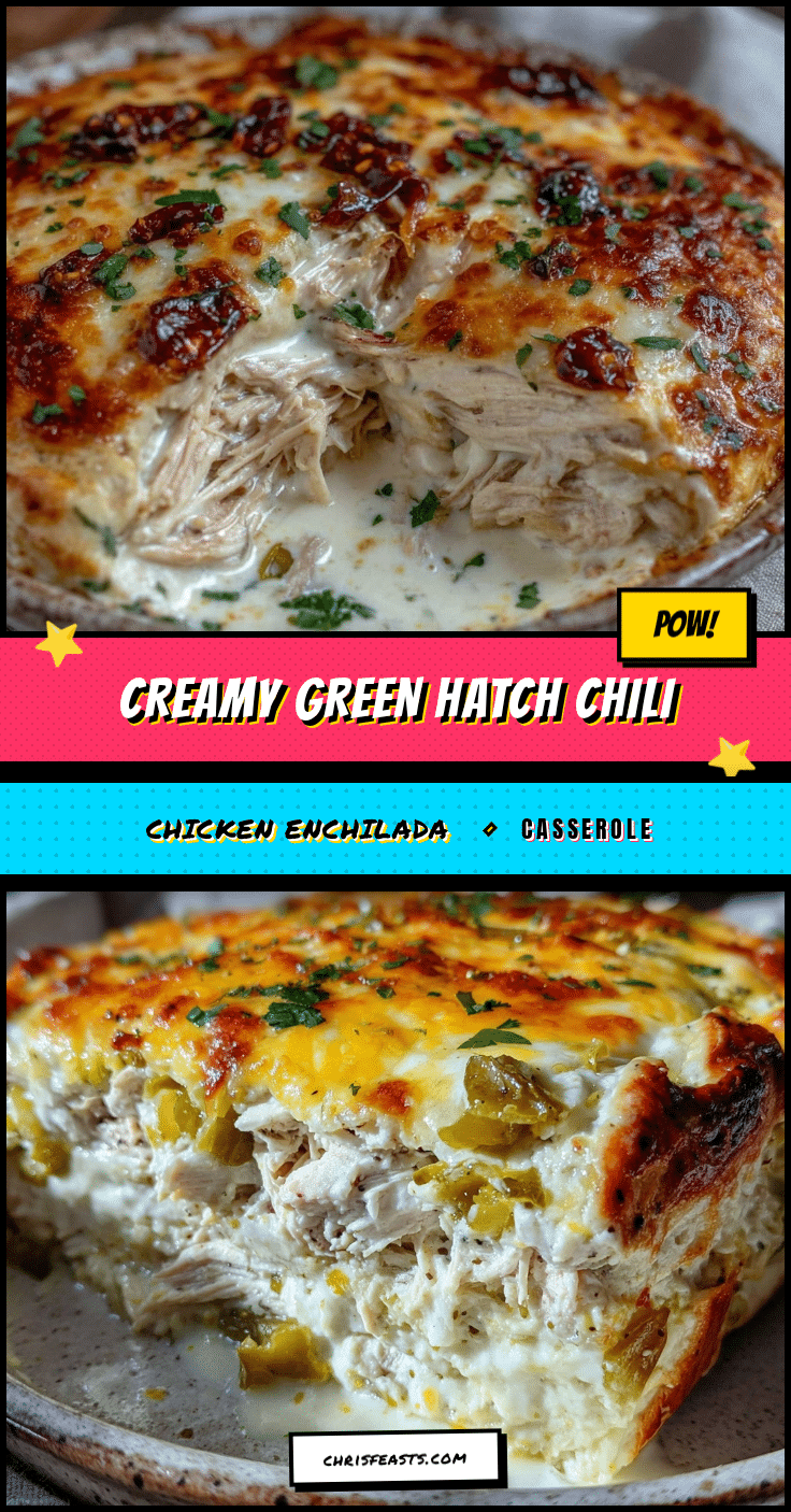 Creamy Green Hatch Chili Chicken Enchilada Casserole recipe