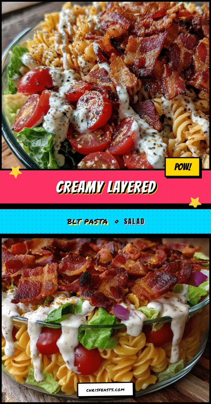 creamy layered BLT pasta salad recipe