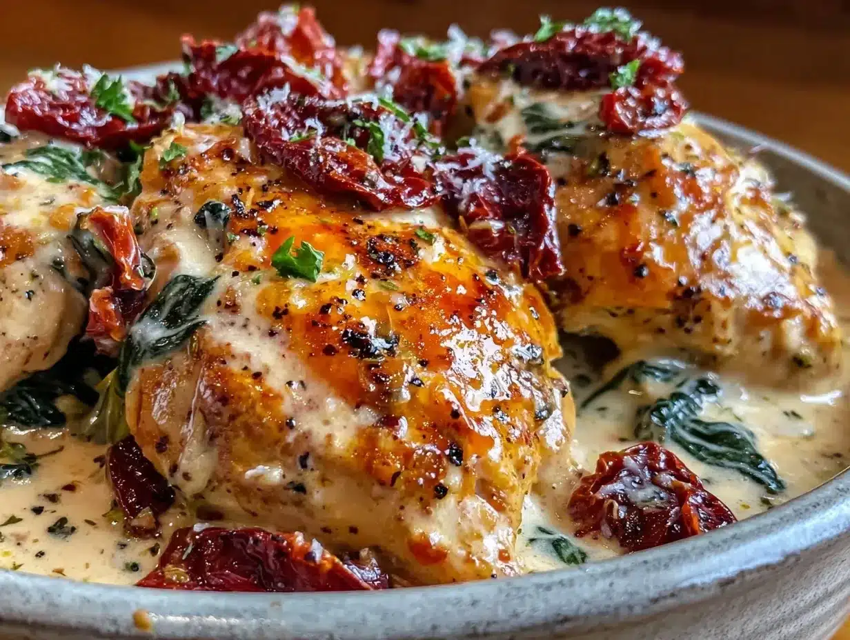 creamy one-pot tuscan chicken preparation steps