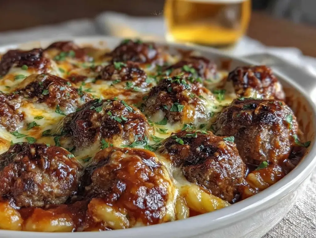 dump-and-bake meatball marinara pasta - featured image