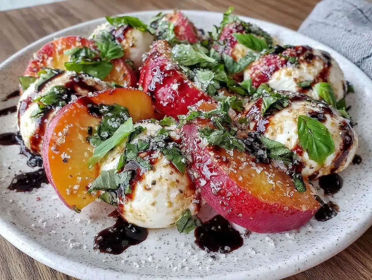Fresh Chilled Peach Caprese Salad preparation steps