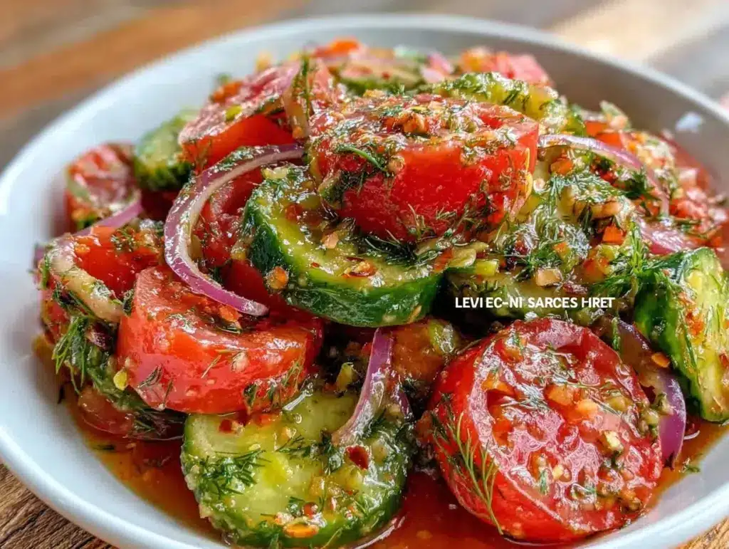 fresh dill cucumber tomato salad - featured image
