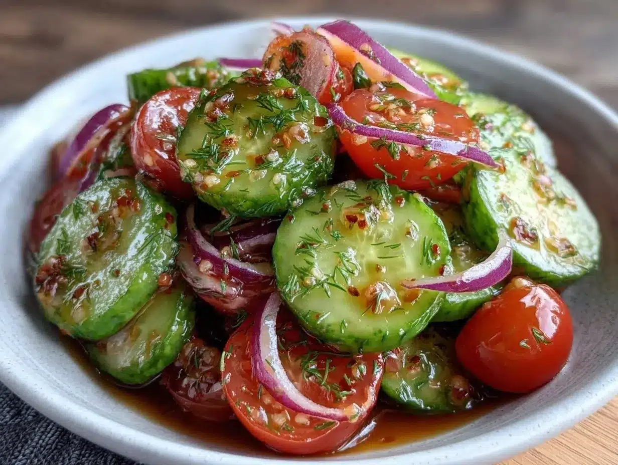fresh dill cucumber tomato salad preparation steps