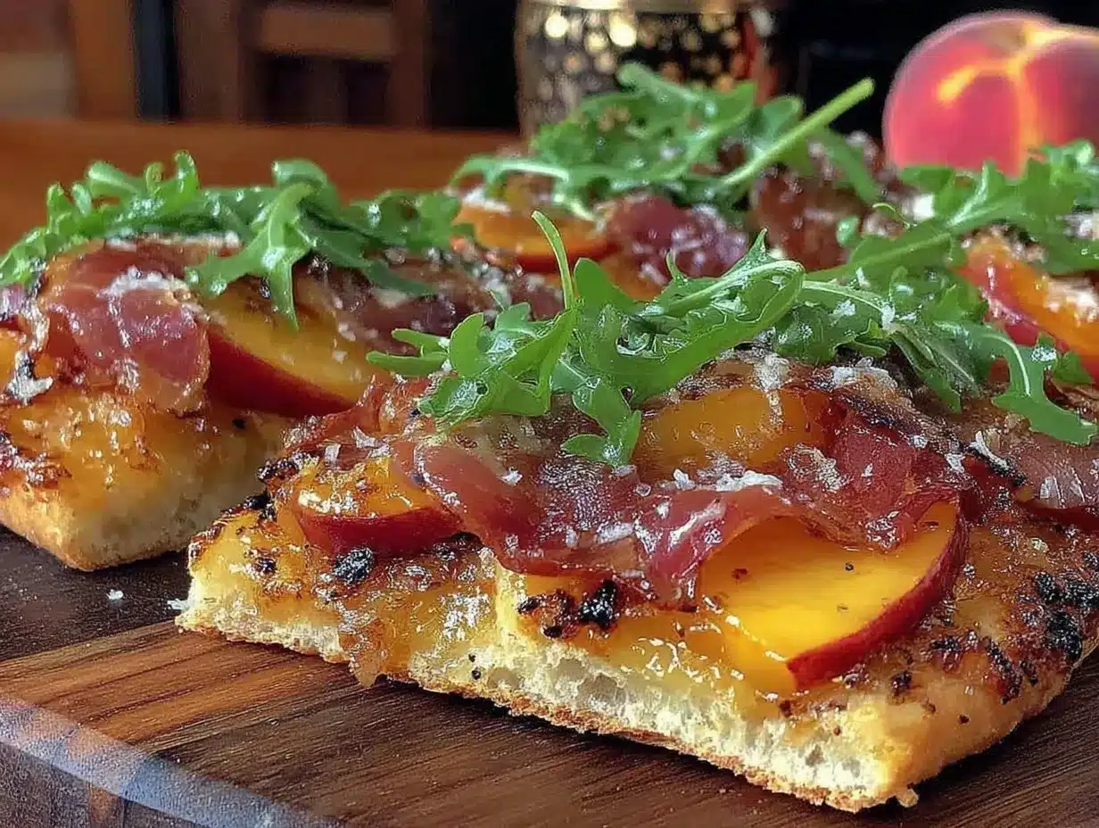 grilled peach prosciutto flatbread preparation steps