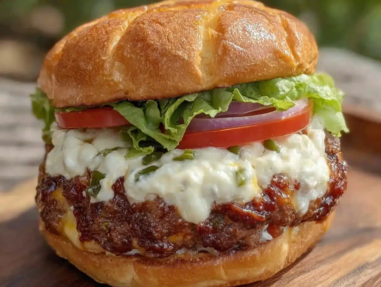 Hatch green chile cream cheese stuffed burgers preparation steps