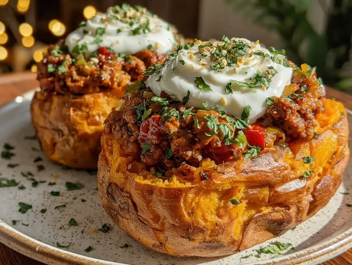 healthy high-protein turkey stuffed sweet potatoes preparation steps