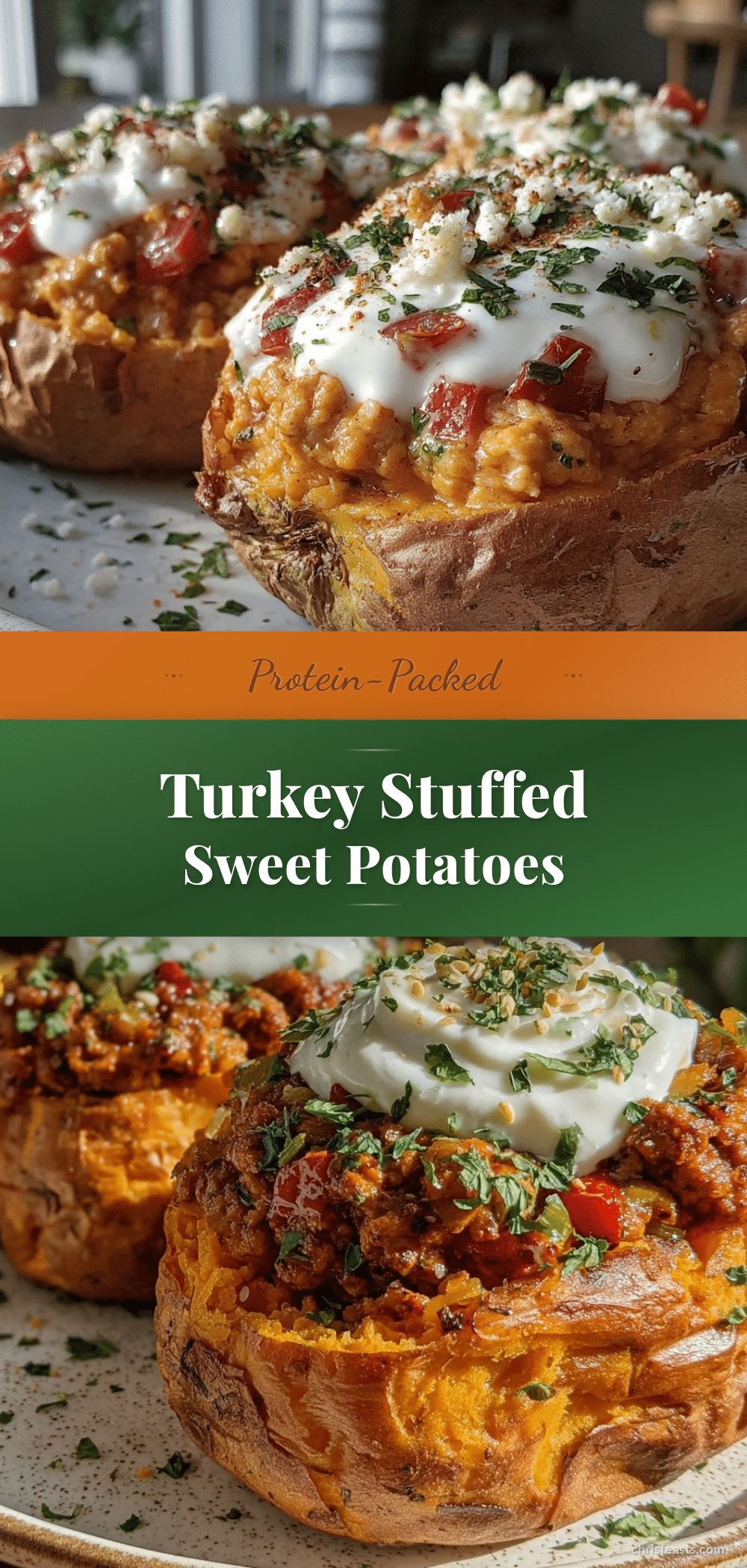 healthy high-protein turkey stuffed sweet potatoes recipe