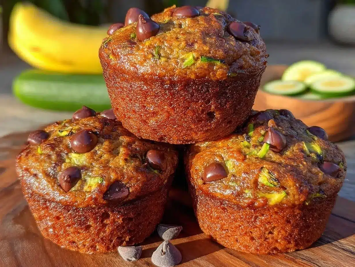 healthy zucchini banana no-sugar chocolate chip muffins preparation steps