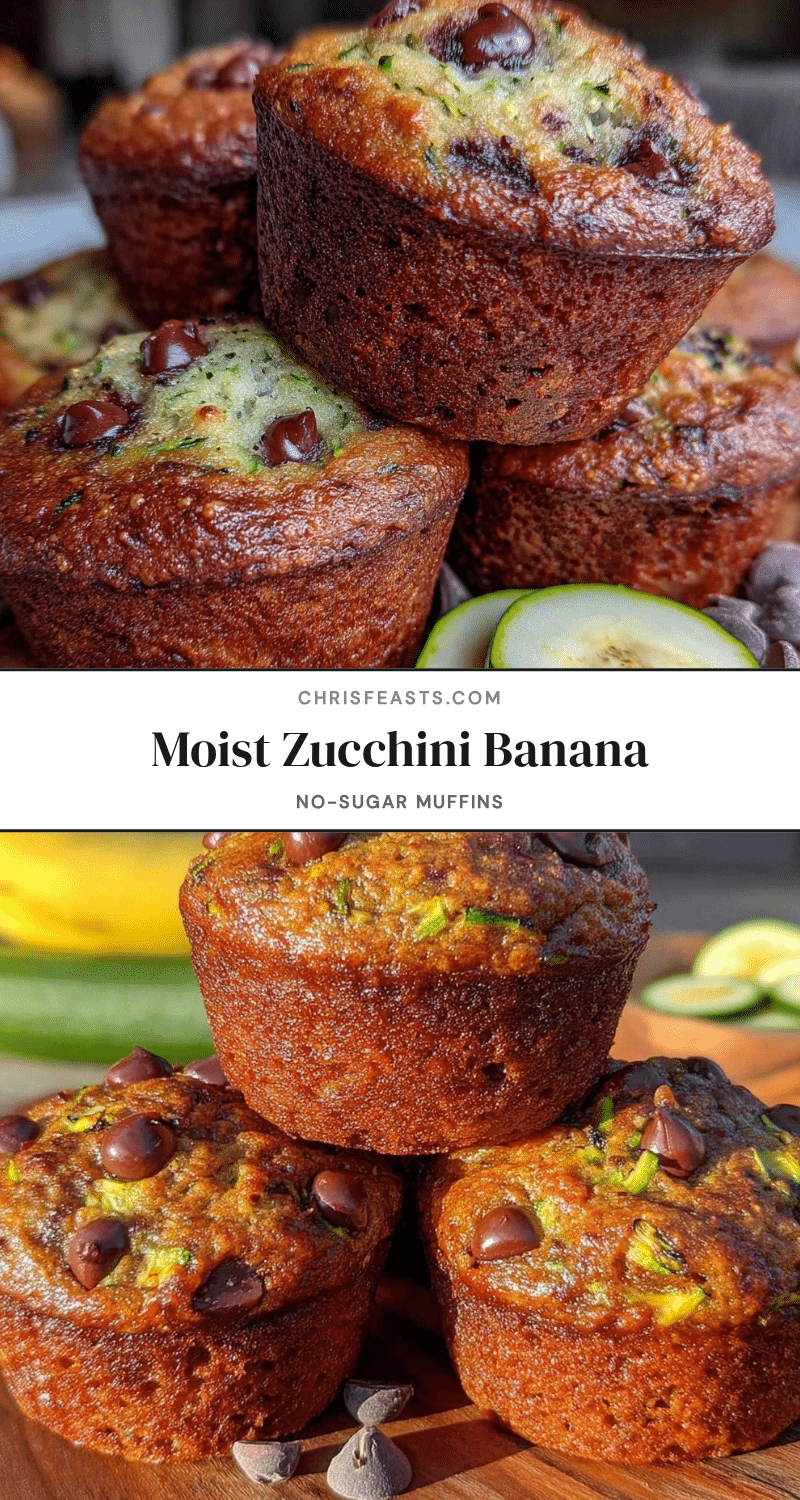 healthy zucchini banana no-sugar chocolate chip muffins recipe