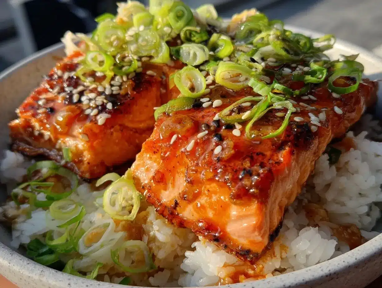 honey garlic salmon rice bowl preparation steps