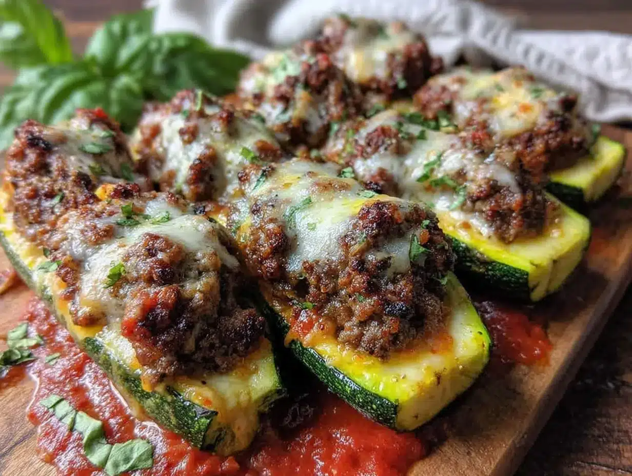 Italian Sausage Stuffed Zucchini Boats preparation steps