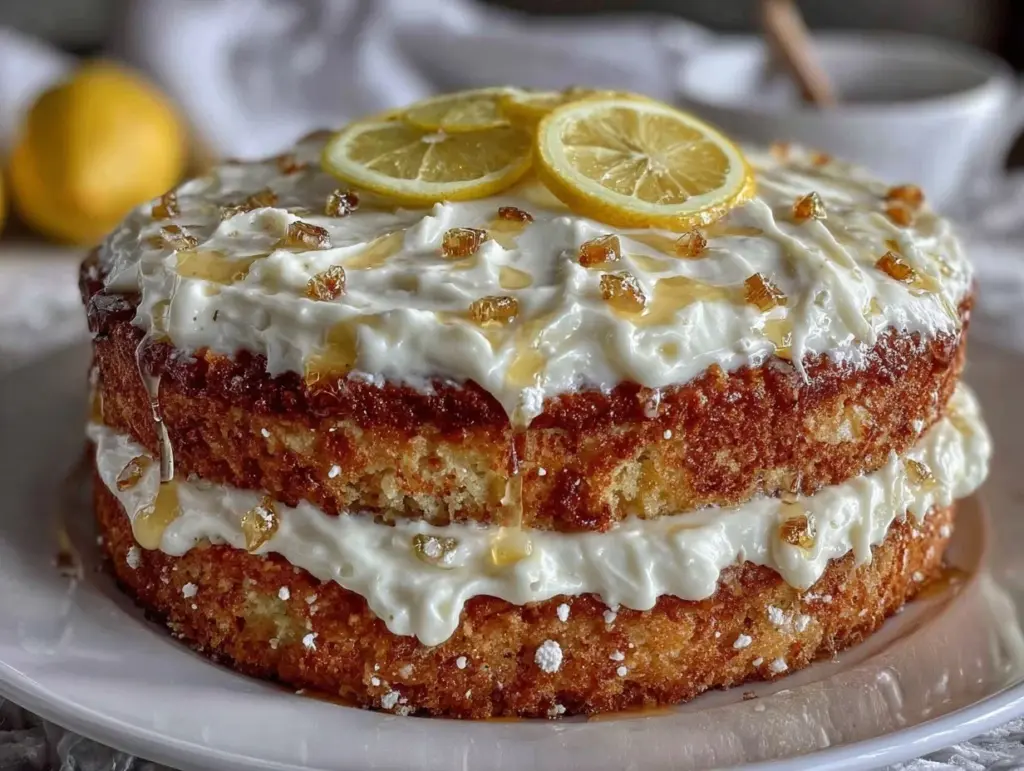 lemon honey layer cake - featured image
