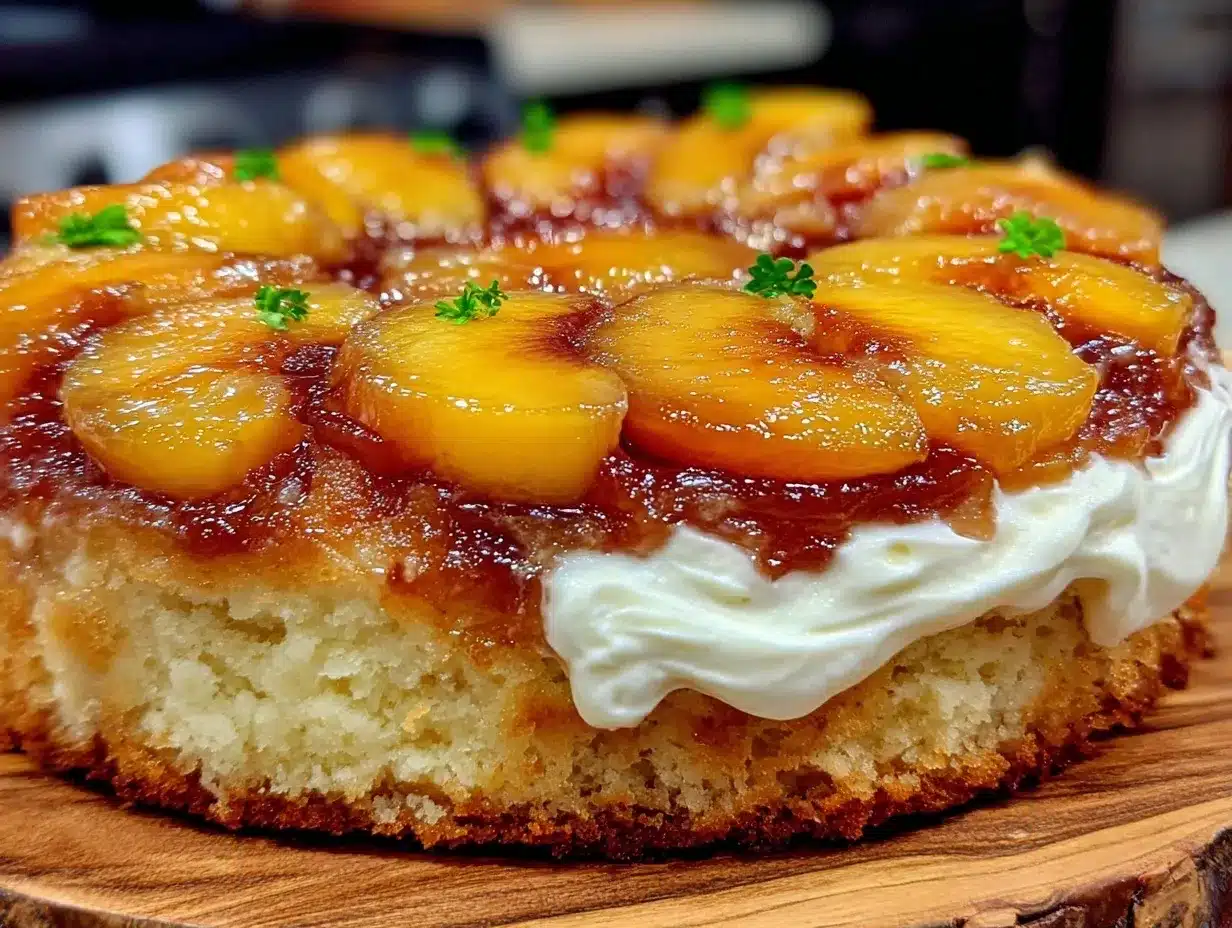 Moist Fresh Peach Upside-Down Cake preparation steps