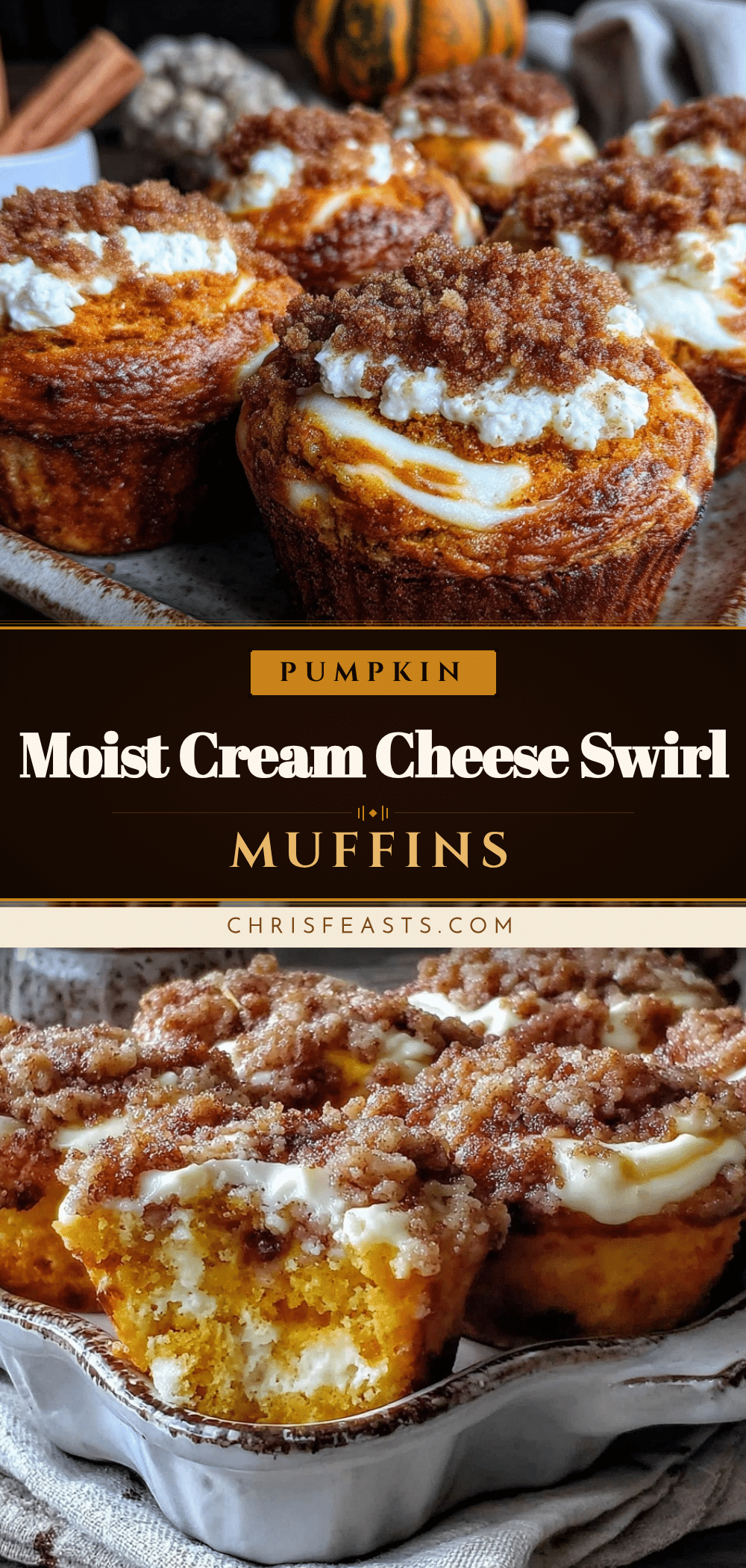 moist pumpkin cream cheese swirl muffins recipe