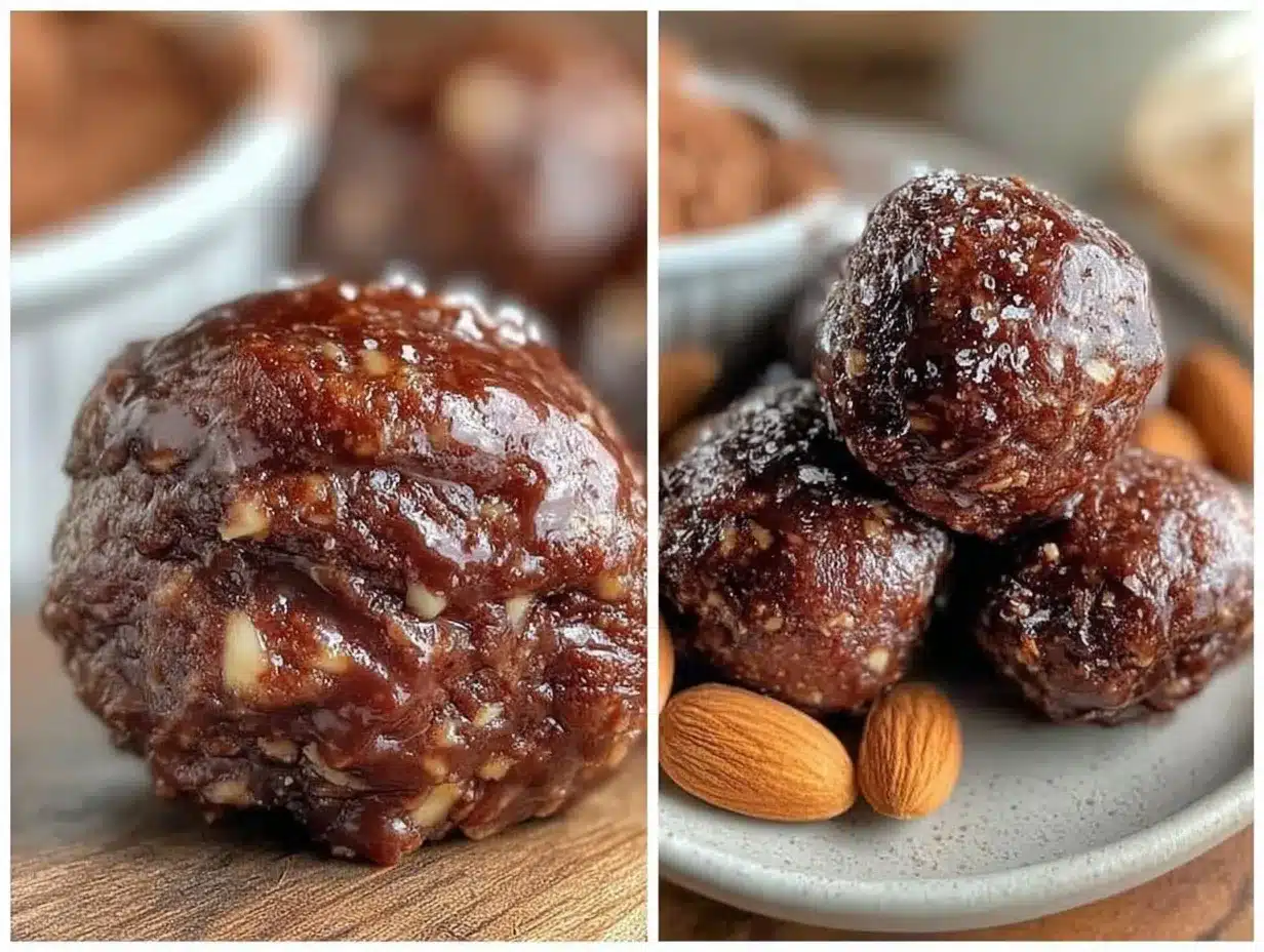 no bake dark chocolate almond protein balls preparation steps