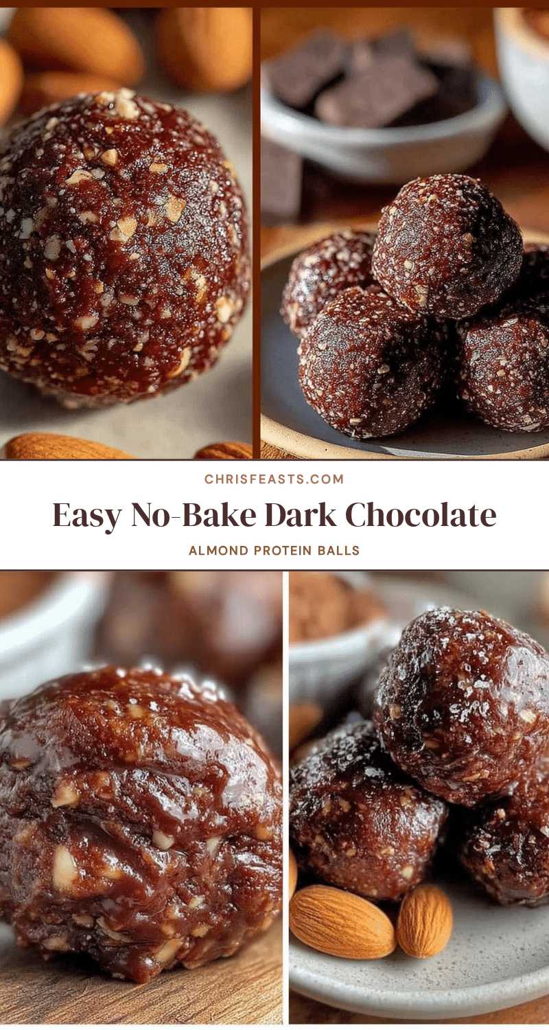 no bake dark chocolate almond protein balls recipe
