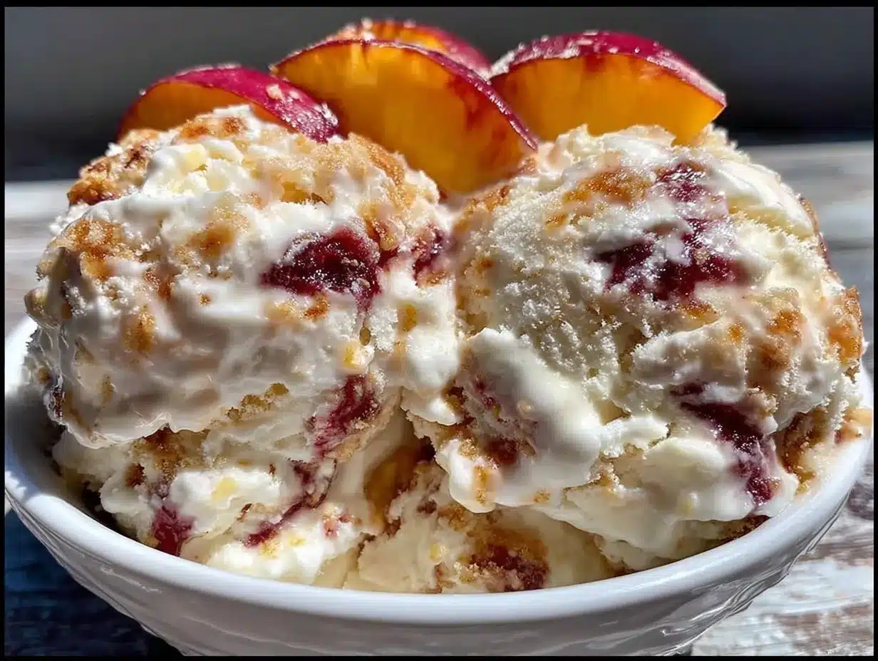 no-churn peach and cream ice cream preparation steps