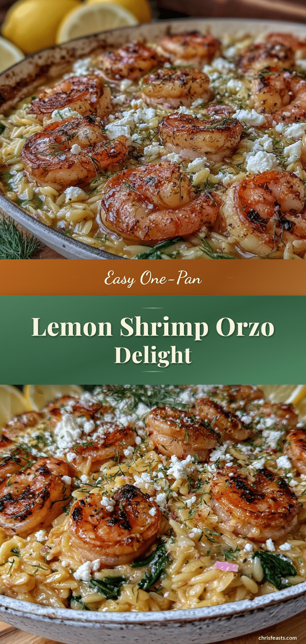 one-pan lemon orzo with shrimp feta spinach recipe