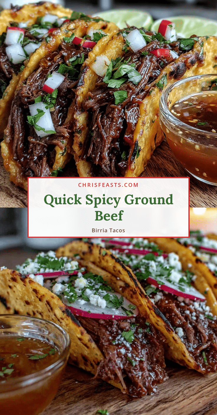 quick spicy ground beef birria tacos recipe