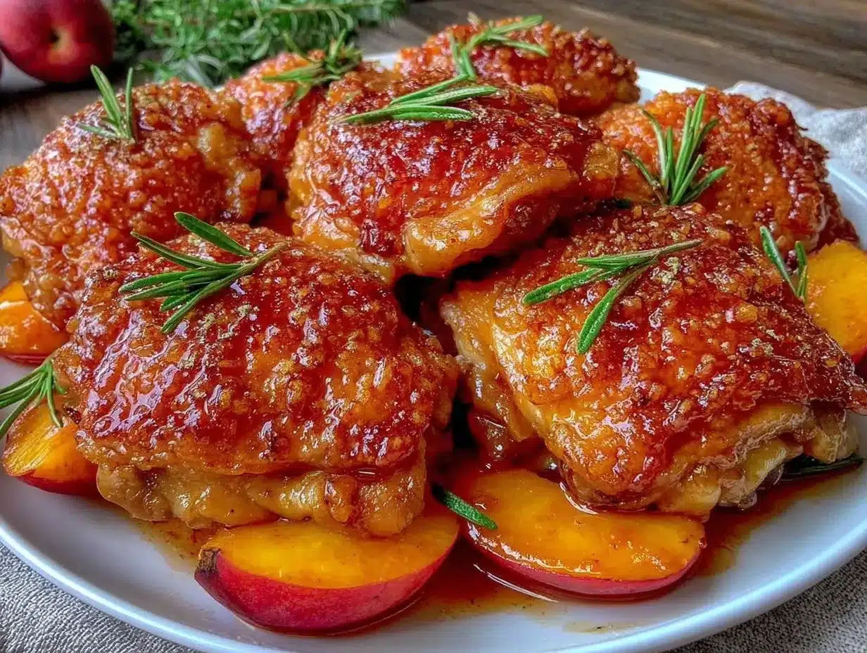 sheet pan balsamic roasted peach chicken thighs preparation steps