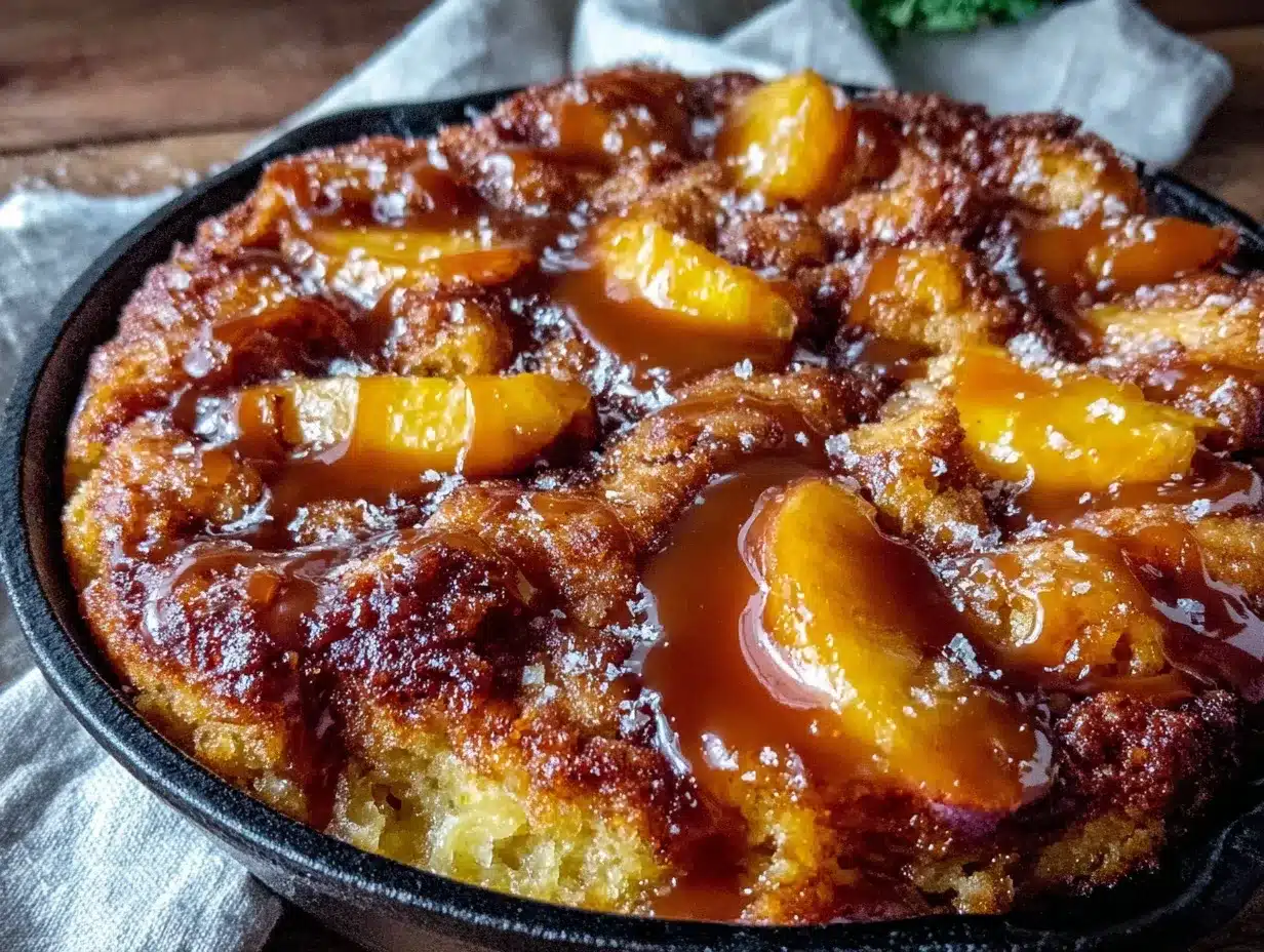skillet peach dump cake preparation steps