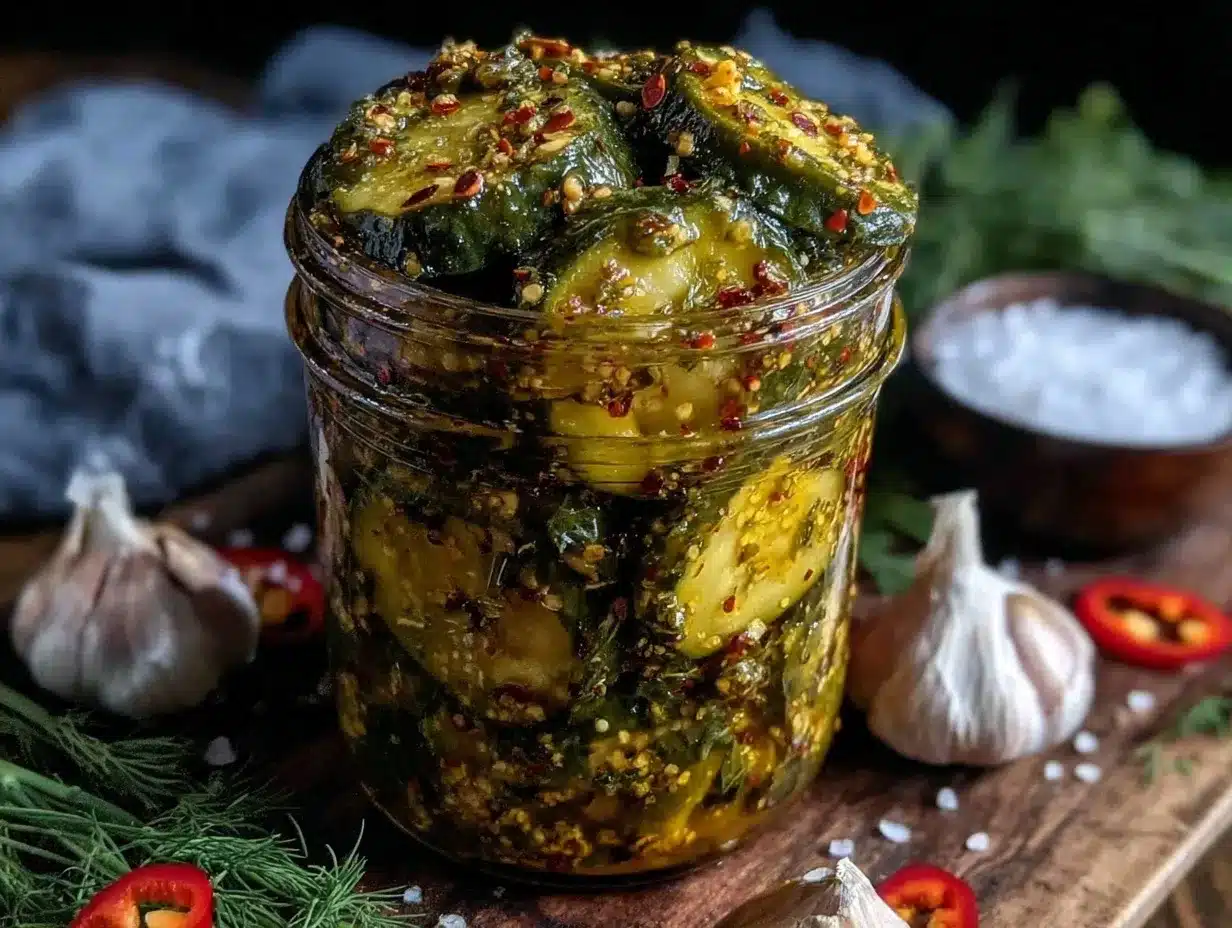 spicy garlic dill refrigerator pickles preparation steps