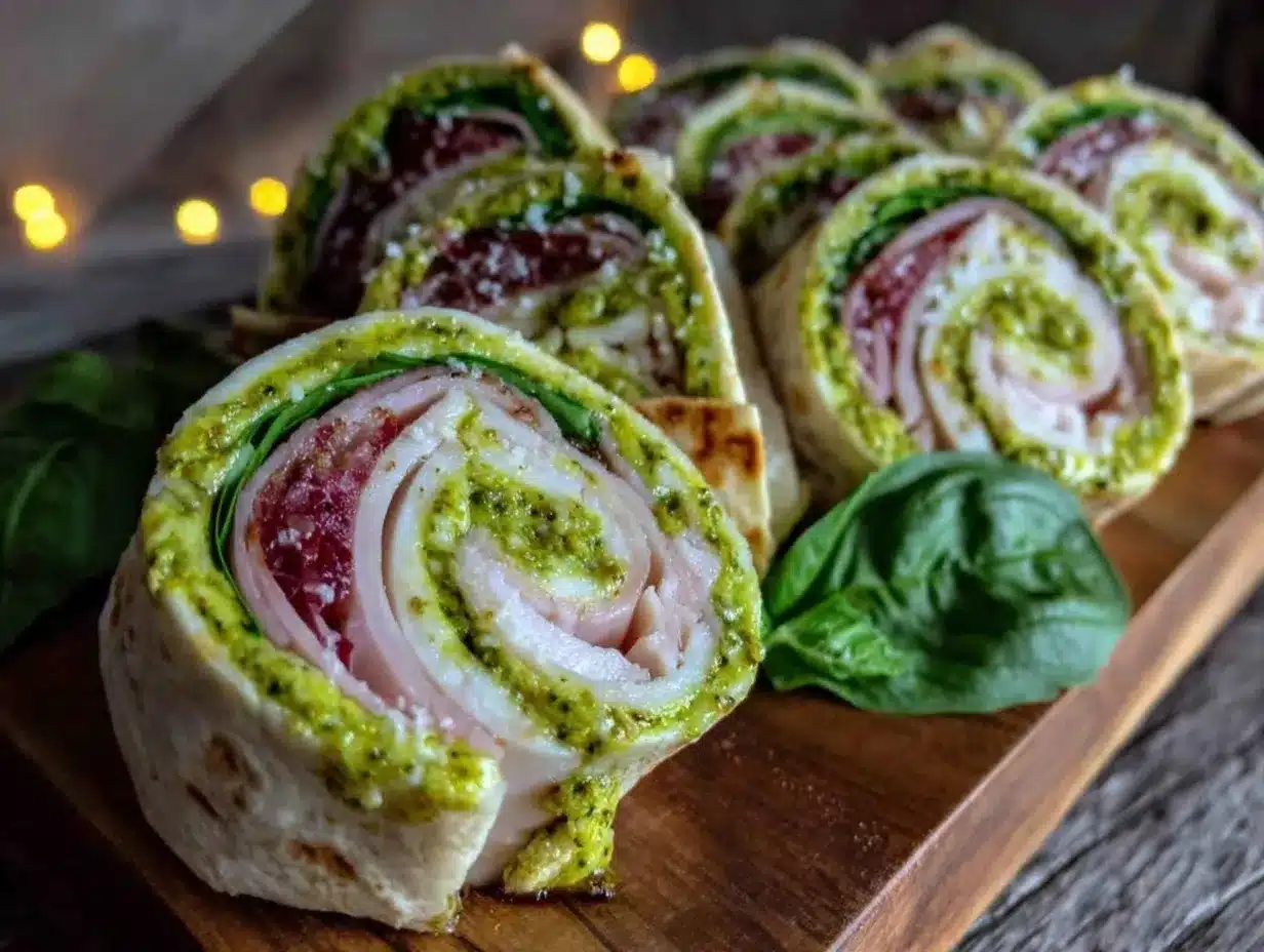 turkey pesto pinwheel wraps preparation steps