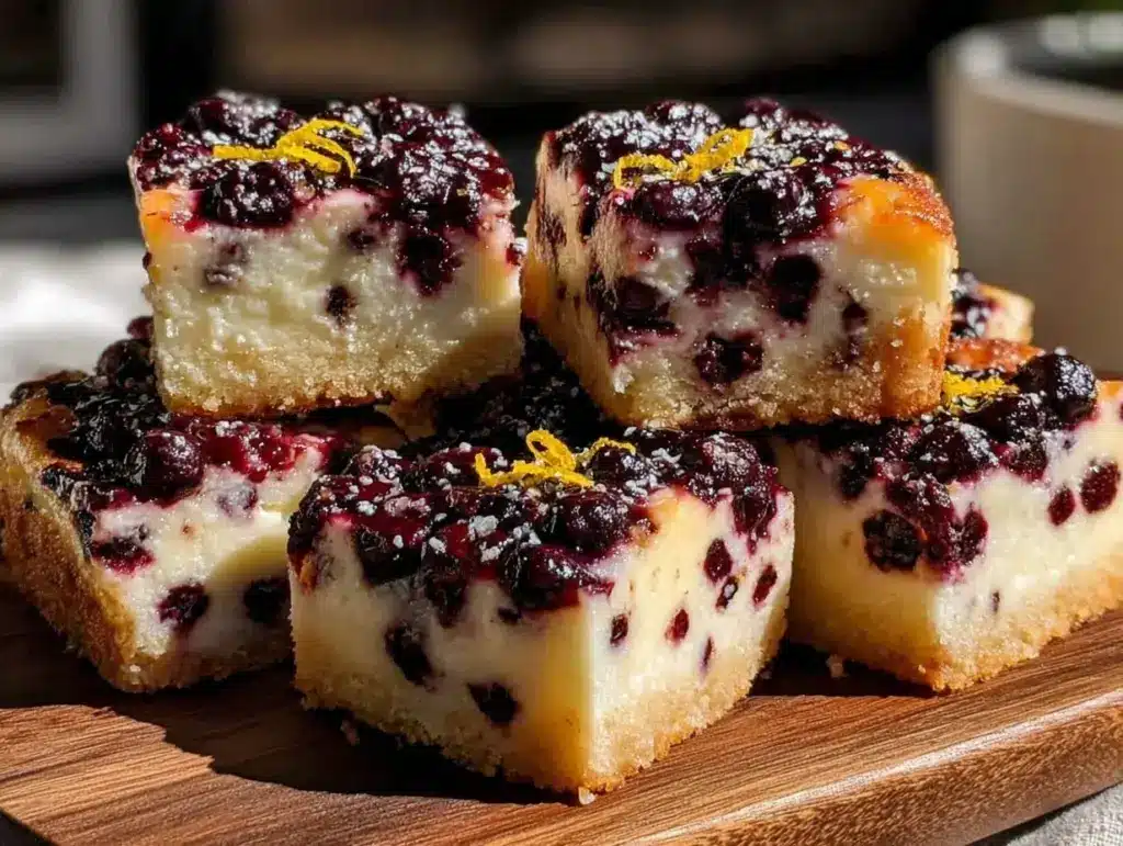 wild huckleberry lemon cheesecake bars - featured image